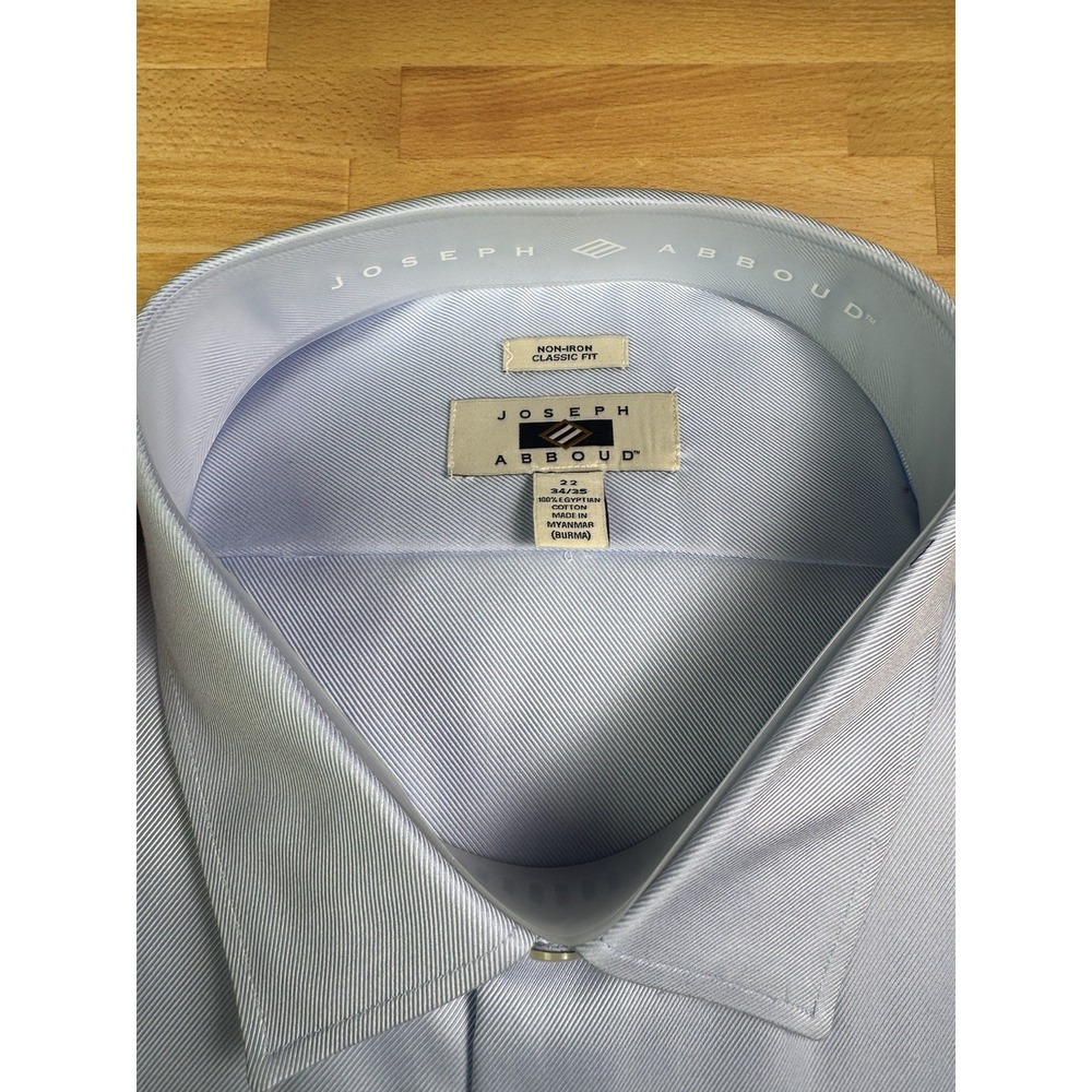 Joseph Abboud Dress Shirt 22 34/35 Blue Egyptian Cotton Classic Fit Non-Iron NWT - Picture 2 of 5